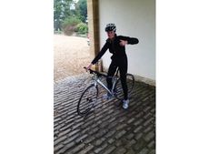 Rosie Fry on her bicycle