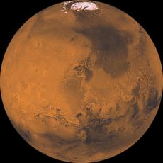 Mars as seen by NASA&rsquo;s Viking 1 orbiter.