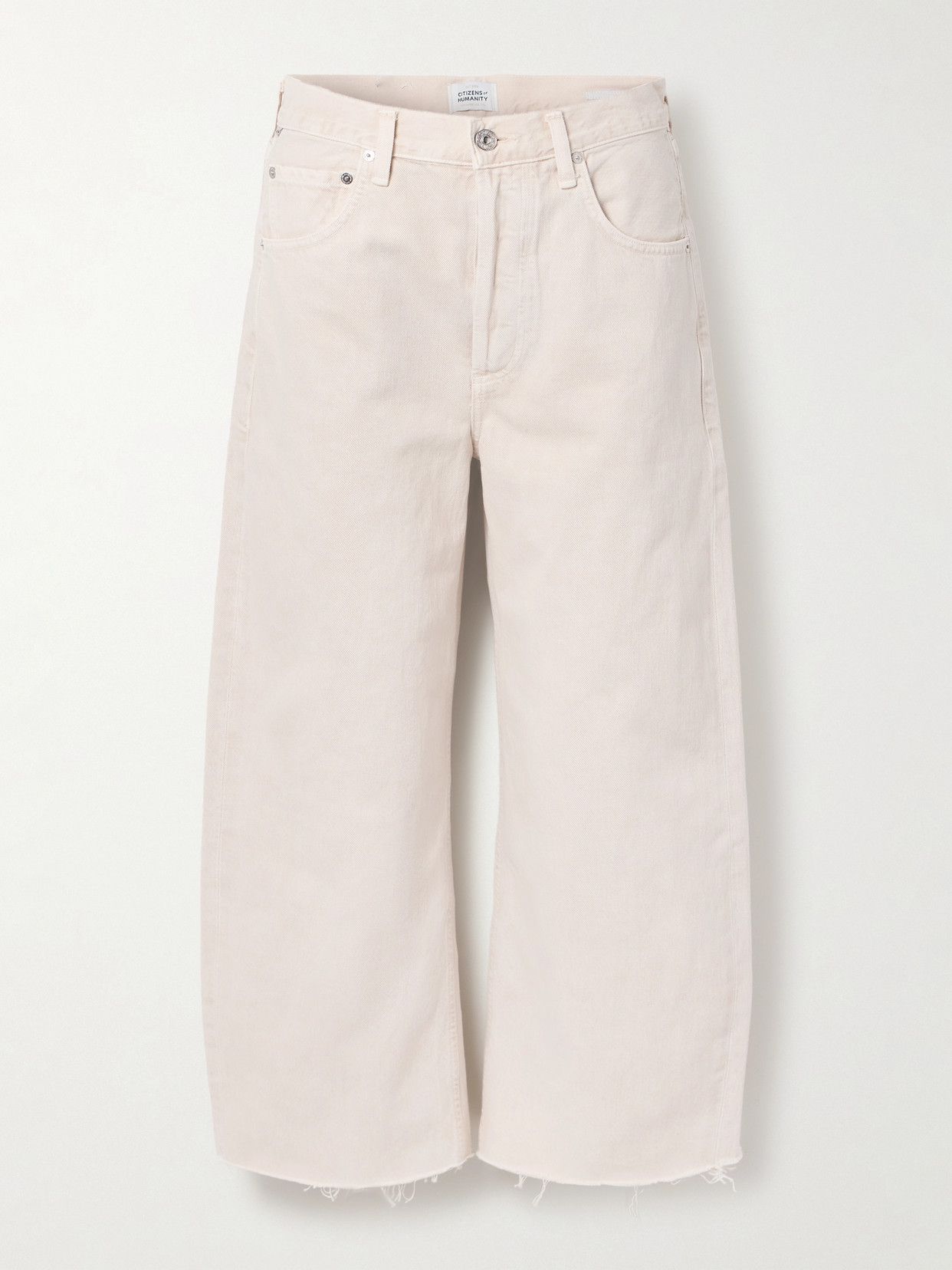 Ayla Cropped Frayed High-Rise Barrel-Leg Jeans