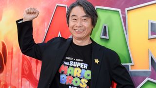 Shigeru Miyamoto at the premiere of The Super Mario Bros. Movie