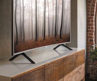 A freestanding TV in close up