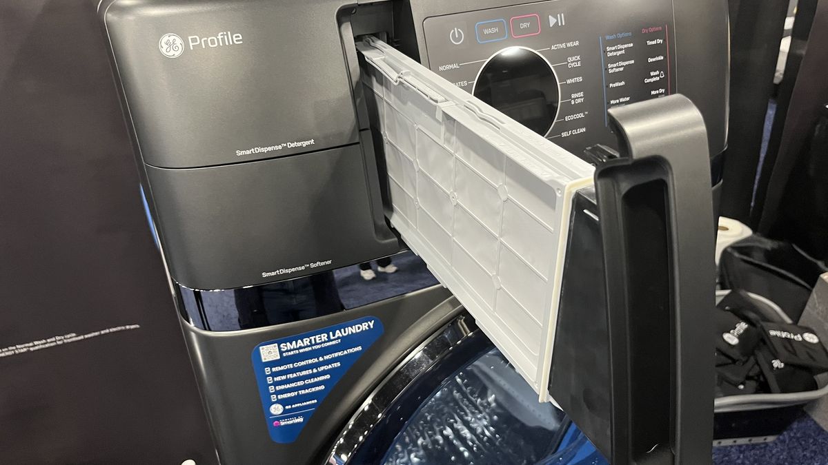 GE profile washer dryer ultra fast combo lint drawer