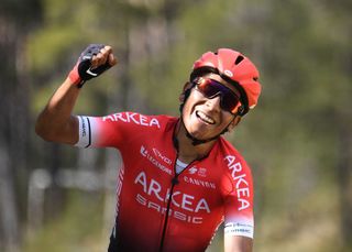 Nairo Quintana celebrates his stage win at Paris-Nice