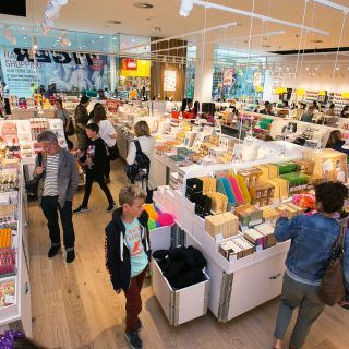 mall with people and white counter