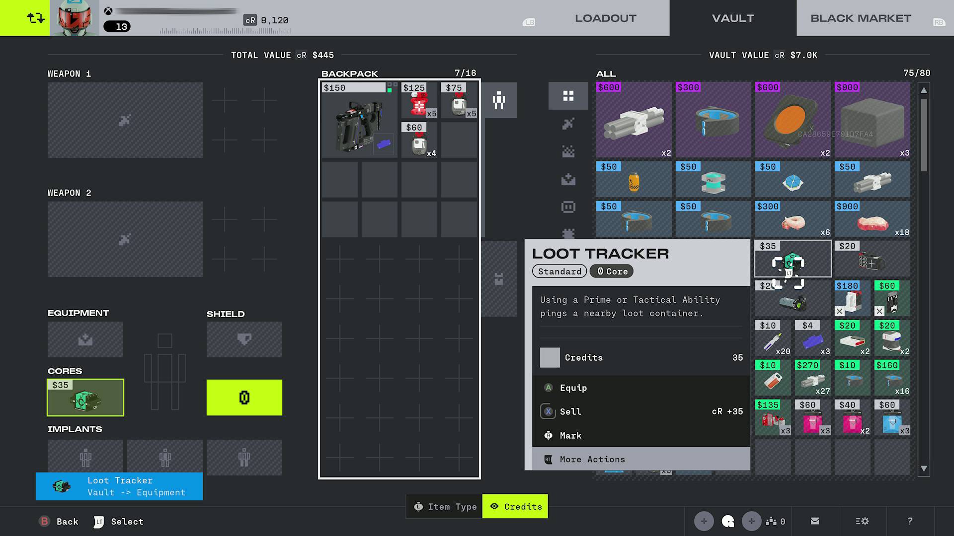 Marathon Loot Tracker core in player vault