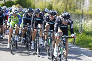 Team Sky helps close down the gap to the lead peloton.