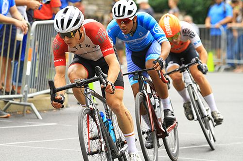 Riders take a shot at a break-a-way in a very active field.