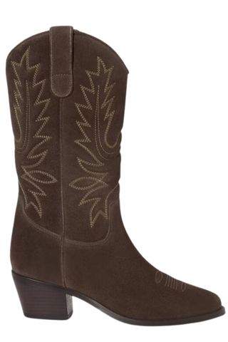 John Lewis AND/OR Thorns Suede Embroidered Western Calf Boots