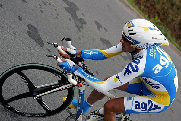 Jose Luis Arrieta (AG2r) comes through as the streets begin to dry.