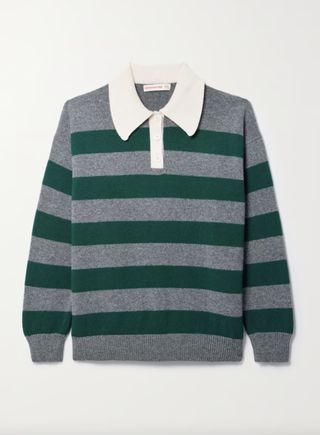 &DAUGHTER, + Net Sustain Edith Striped Wool Polo Sweater
