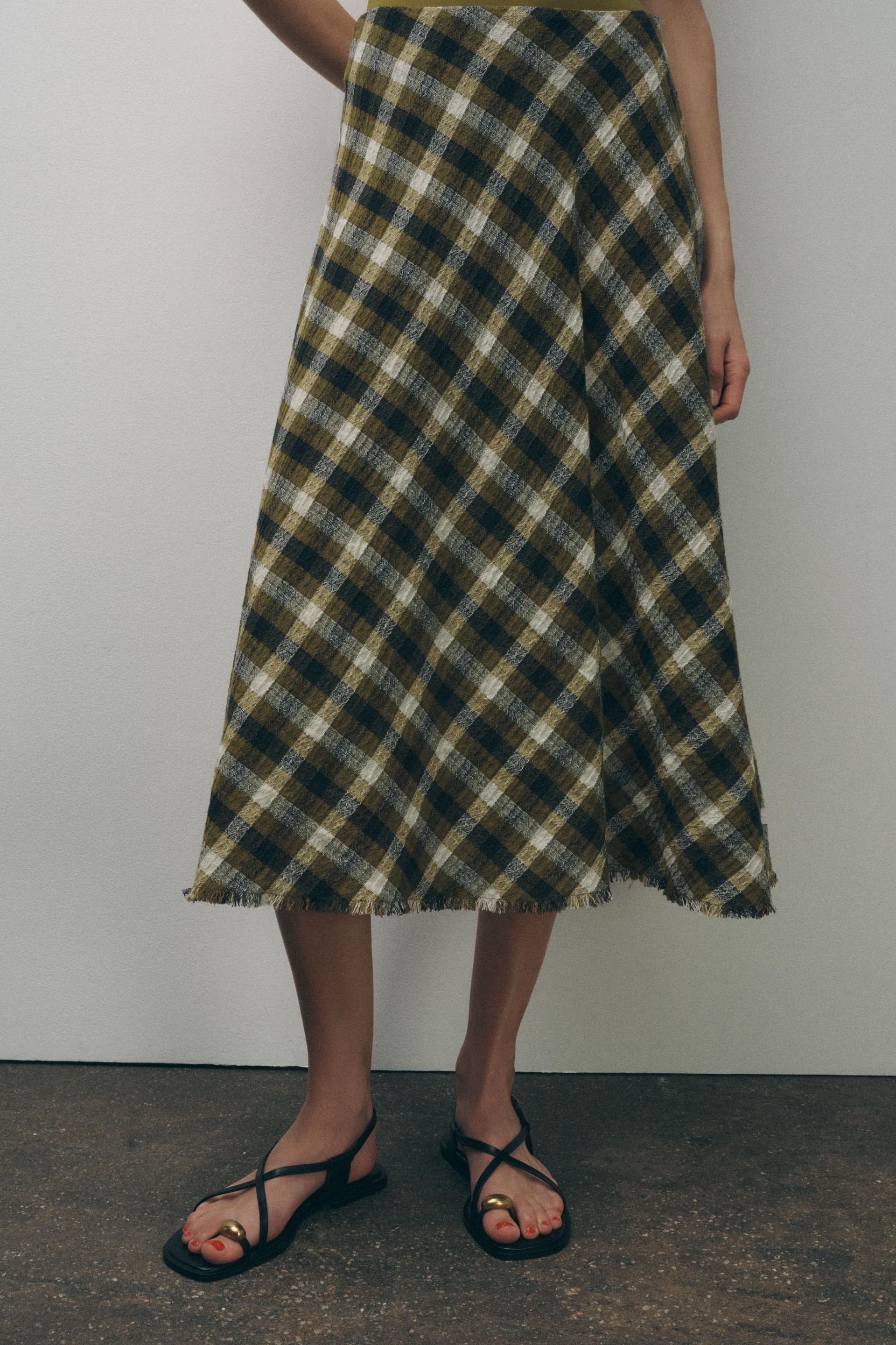 Zw Collection Check Midi Skirt
