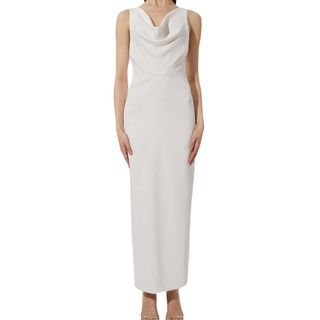 Fluid Tailored Cowl Neck Backless Maxi Dress