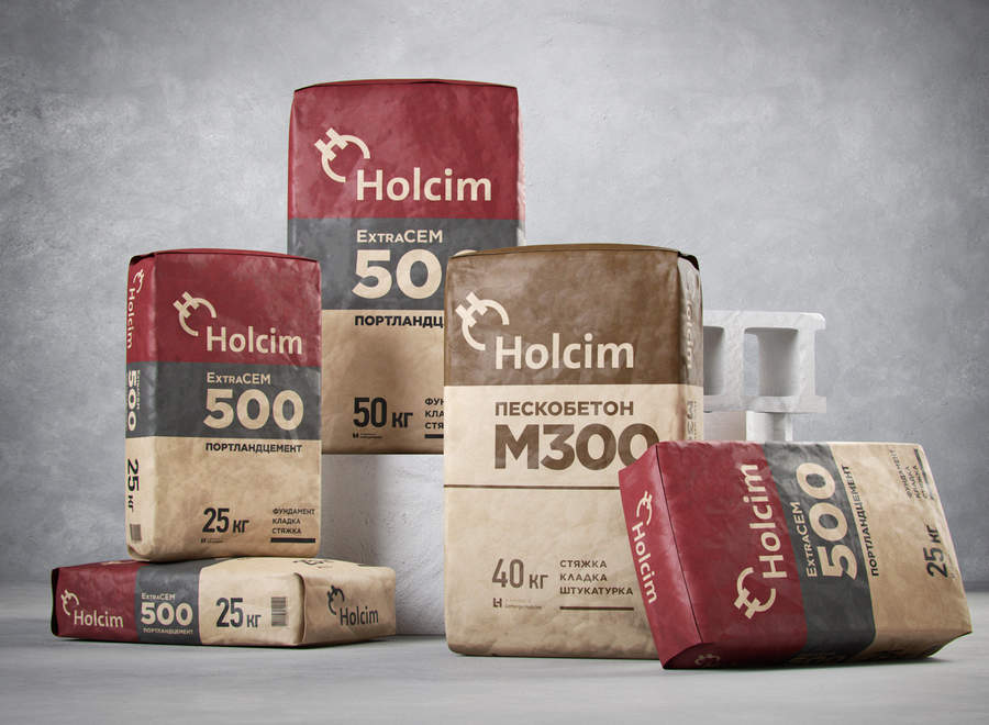 Branding for Swiss-based construction materials and solutions company LafargeHolcim follows a Russian constructivism vibe