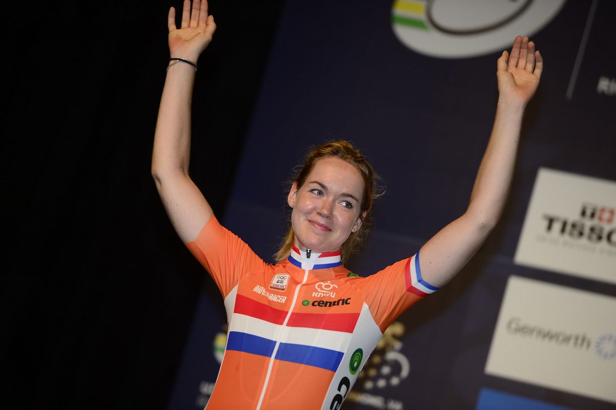 Anna van der Breggen (Netherlands) collects her second silver medal of the 2015 Worlds