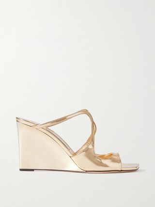 Anise 85 Mirrored Leather Wedge Mules