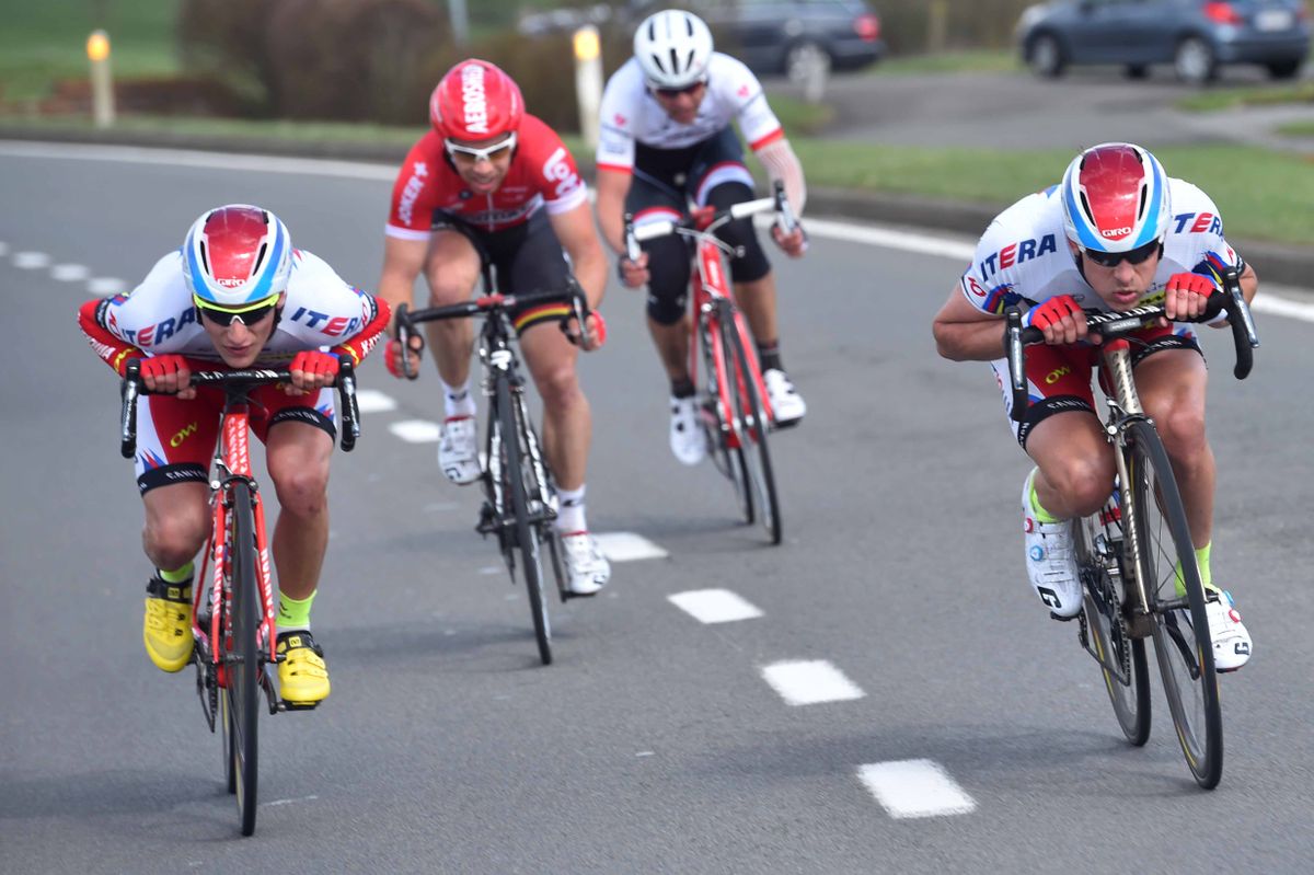 The breakaway on stage 1 of De Panne