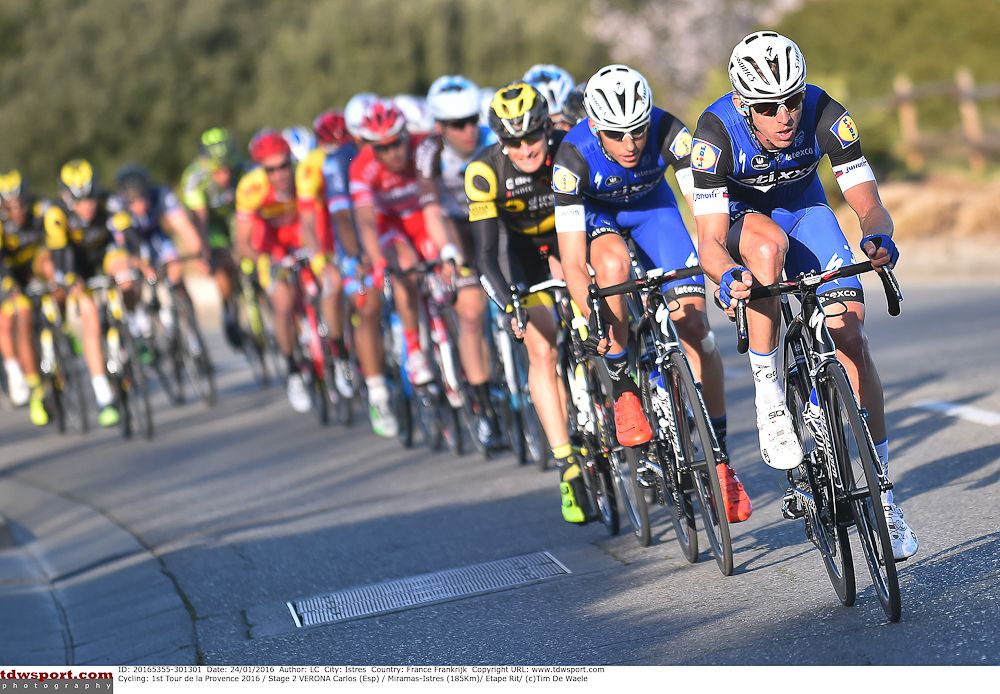Etixx-QuickStep's Carlos Verona leads the bunch