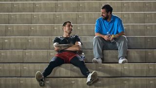 Juancho Hernangomez and Adam Sandler as Bo and Stanley in Hustle