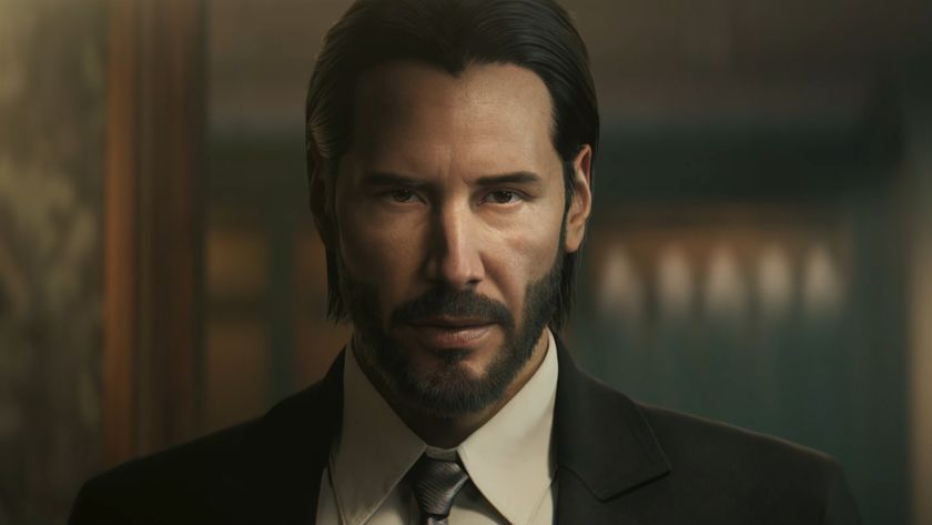 Digital Keanu Reeves in reveal scene of John Wick videogame.