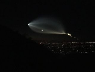 Skywatcher Jeff Ladderud captured this view of the SpaceX Falcon 9 rocket launch of Dec. 22, 2017 from Tucson, Arizona. The launch originated from Vandenberg Air Force Base in California.