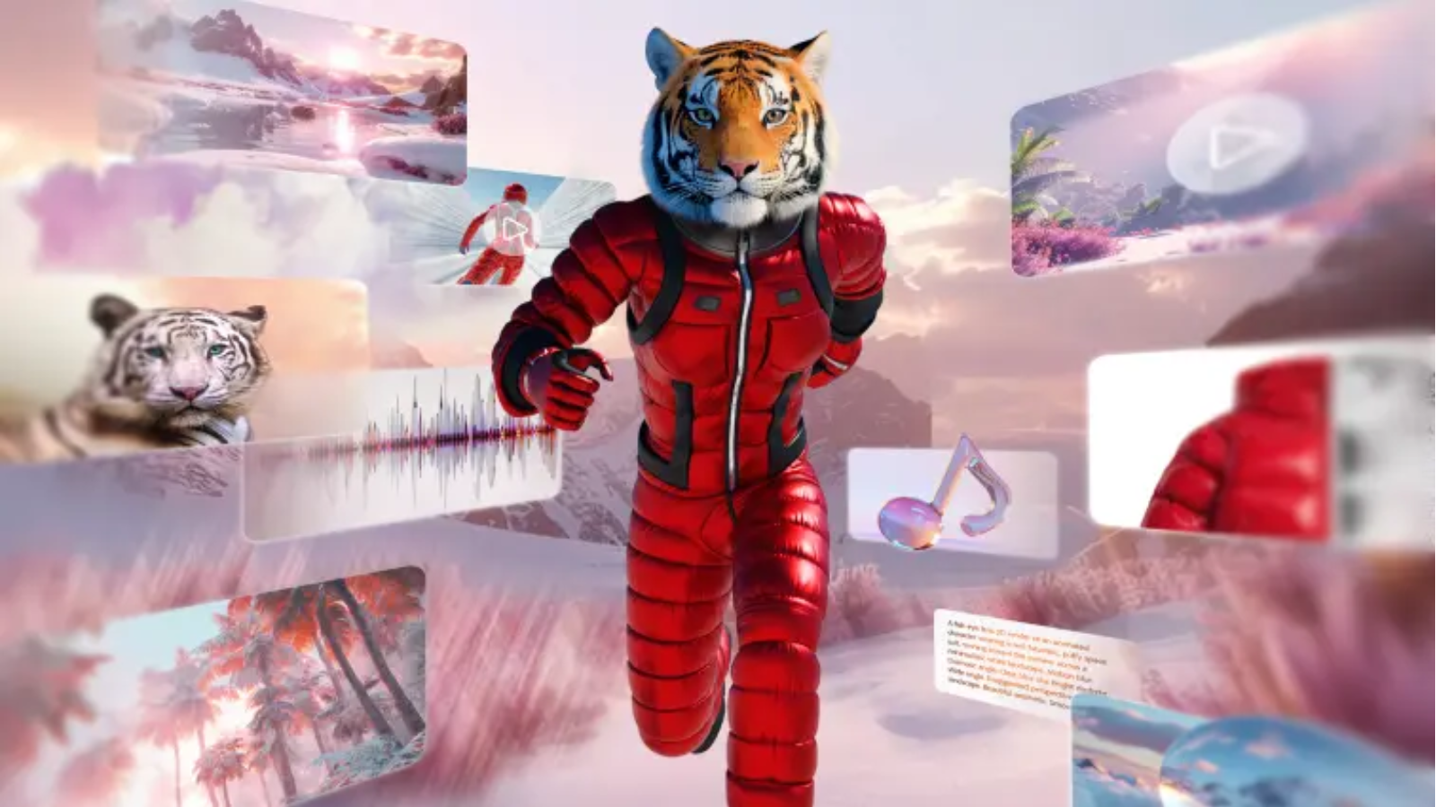 AI generated visual effects showing a tiger in a jumpsuit racing past other AI VFX