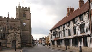 The Guild Chapel and Hotel Indigo on Chapel Street in Stratford-upon-Avon