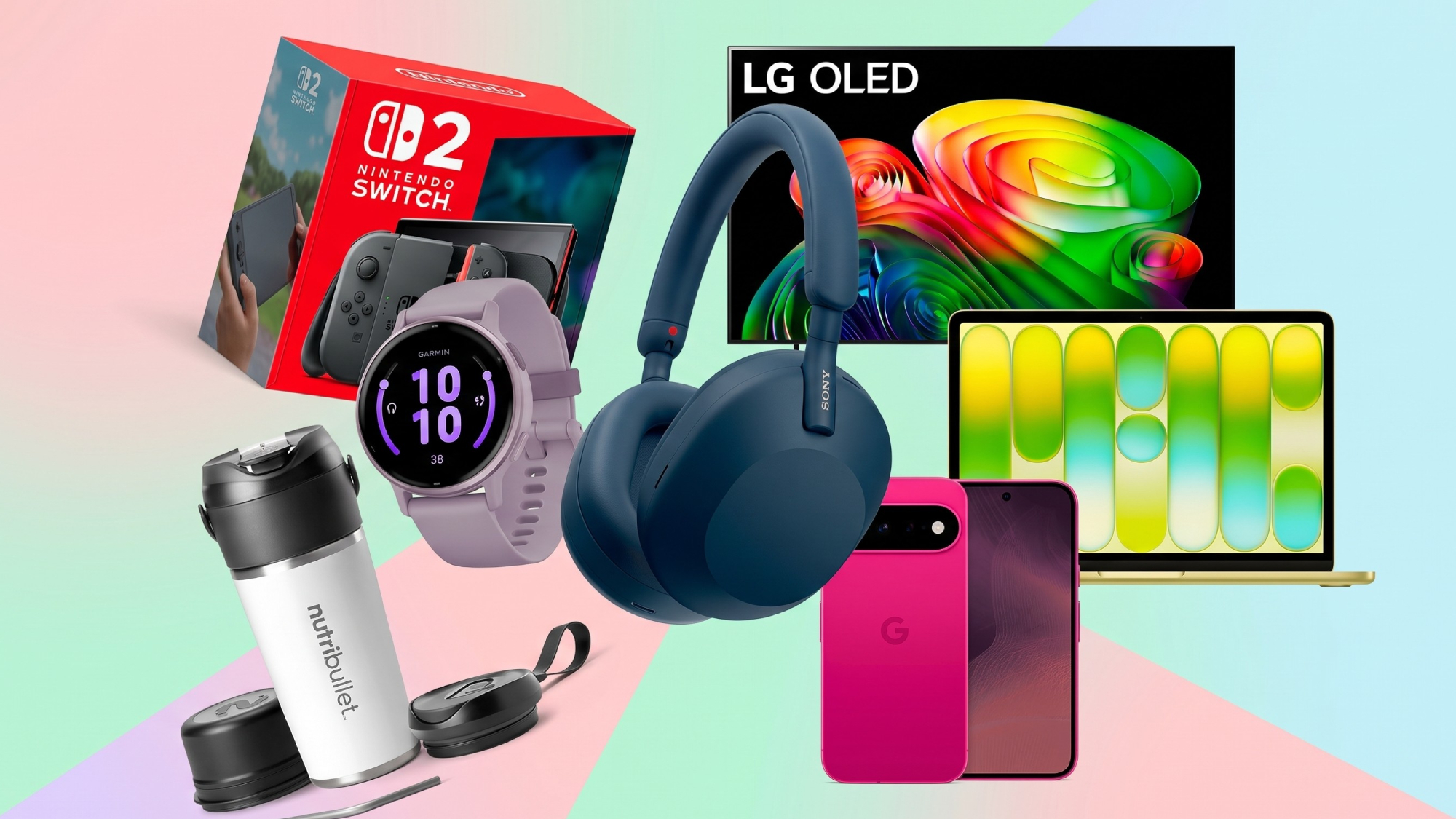 Collage of tech items on sale at Best Buy
