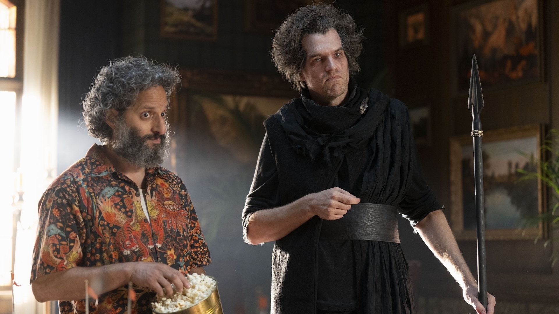 Tantalus and Dionysus look bewildered in Percy Jackson and the Olympians season 2