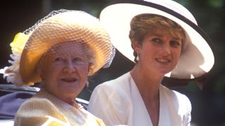 Queen Elizabeth The Queen Mother, Diana, Princess of Wales, Trooping the Colour, 13th June 1992.