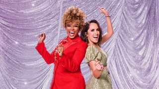 Strictly It Takes Two 2023 hosts Fleur East and Janette Manrara standing back to back