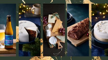 A composite image of 5 different products picked by the woman&home team as the best Christmas food 2022