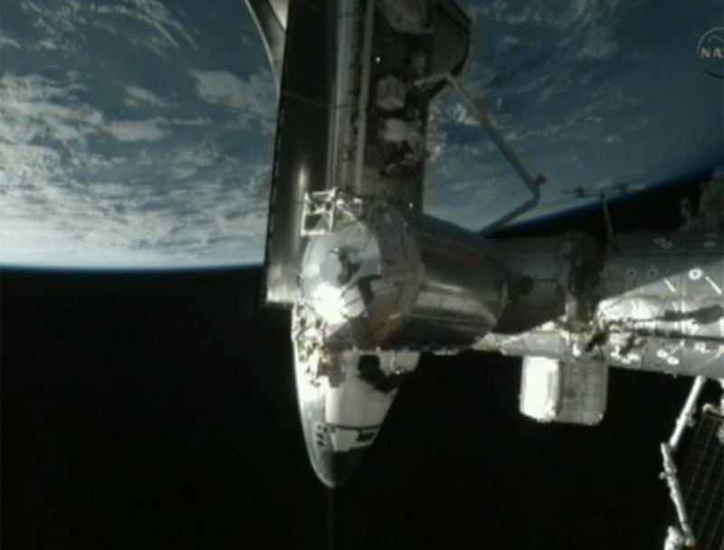 The space shuttle Endeavour docked to the International Space Station for its final visit Wednesday (May 18). 