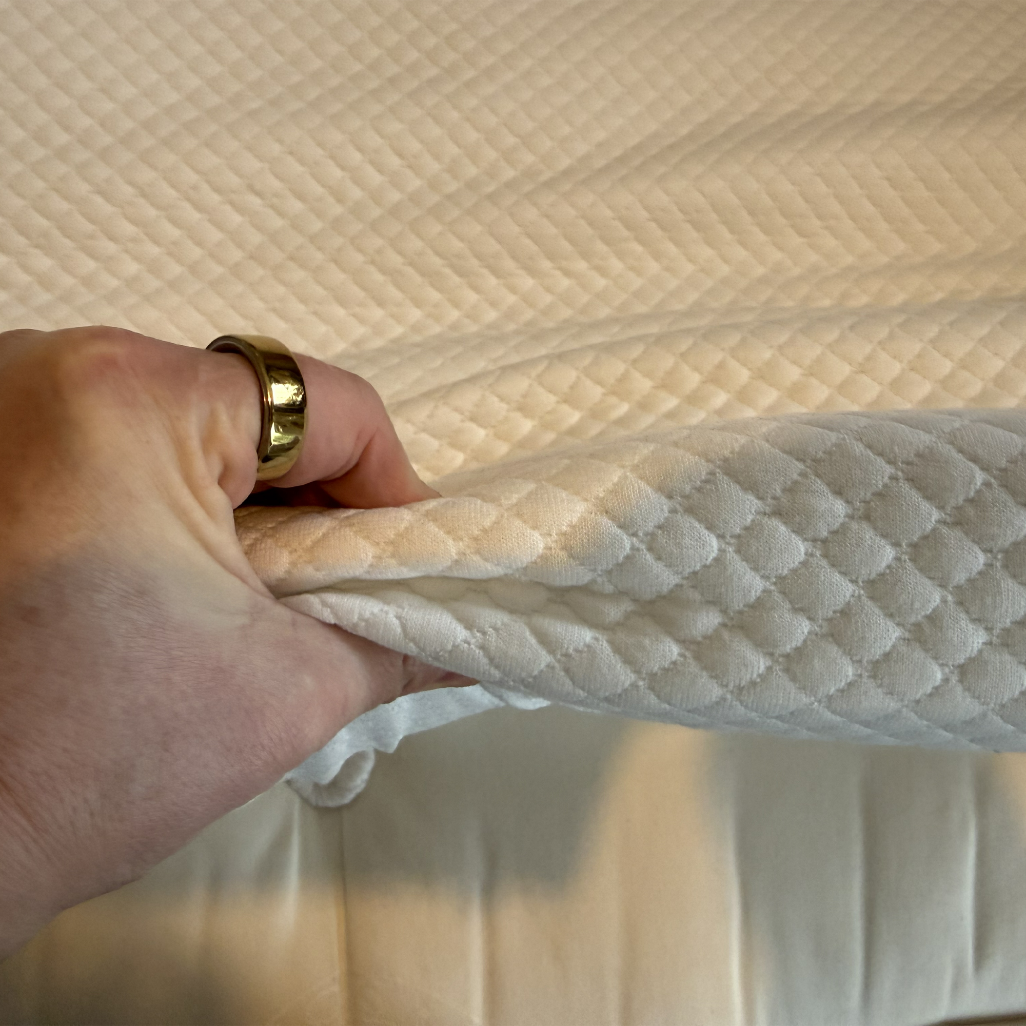 The Simba Hybrid Essential topper being tested at home