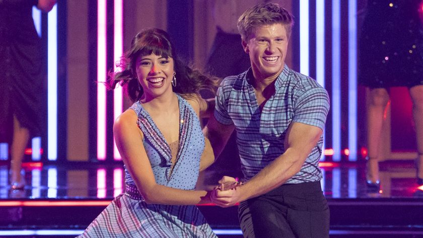 Xochitl Gomez and Robert Irwin dance the jive on Dancing with the Stars 20th birthday party on Season 34.