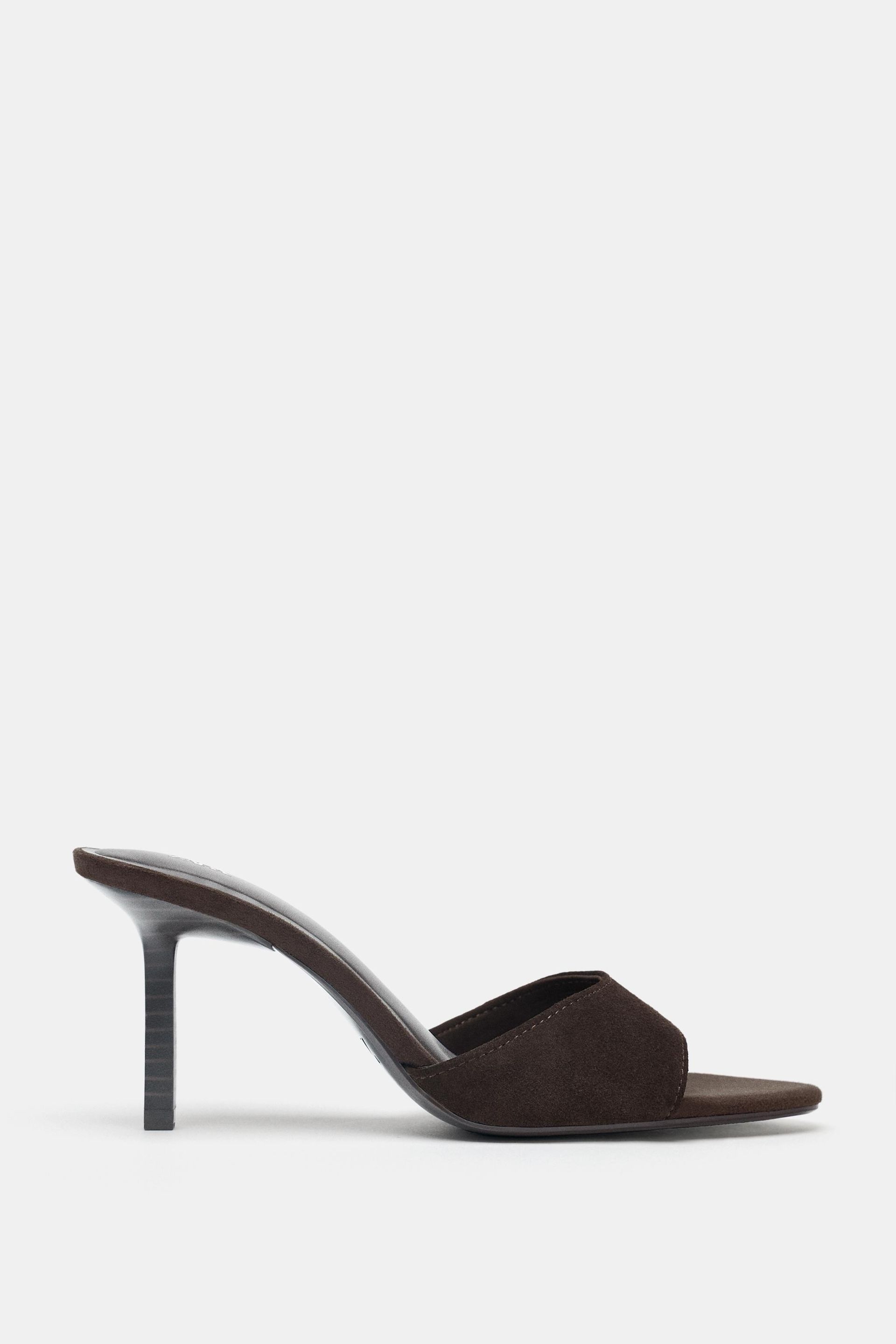 Split Leather Heeled Sandals