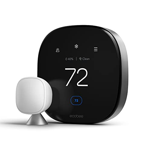 Ecobee Smart Thermostat Premium With Smart Sensor and Air Quality Monitor - Programmable Wifi Thermostat - Works With Siri, Alexa, Google Assistant