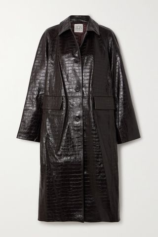 + Net Sustain Croc-Effect Leather Coat