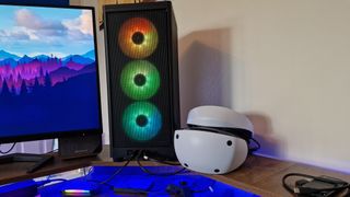 PSVR 2 next to a gaming PC