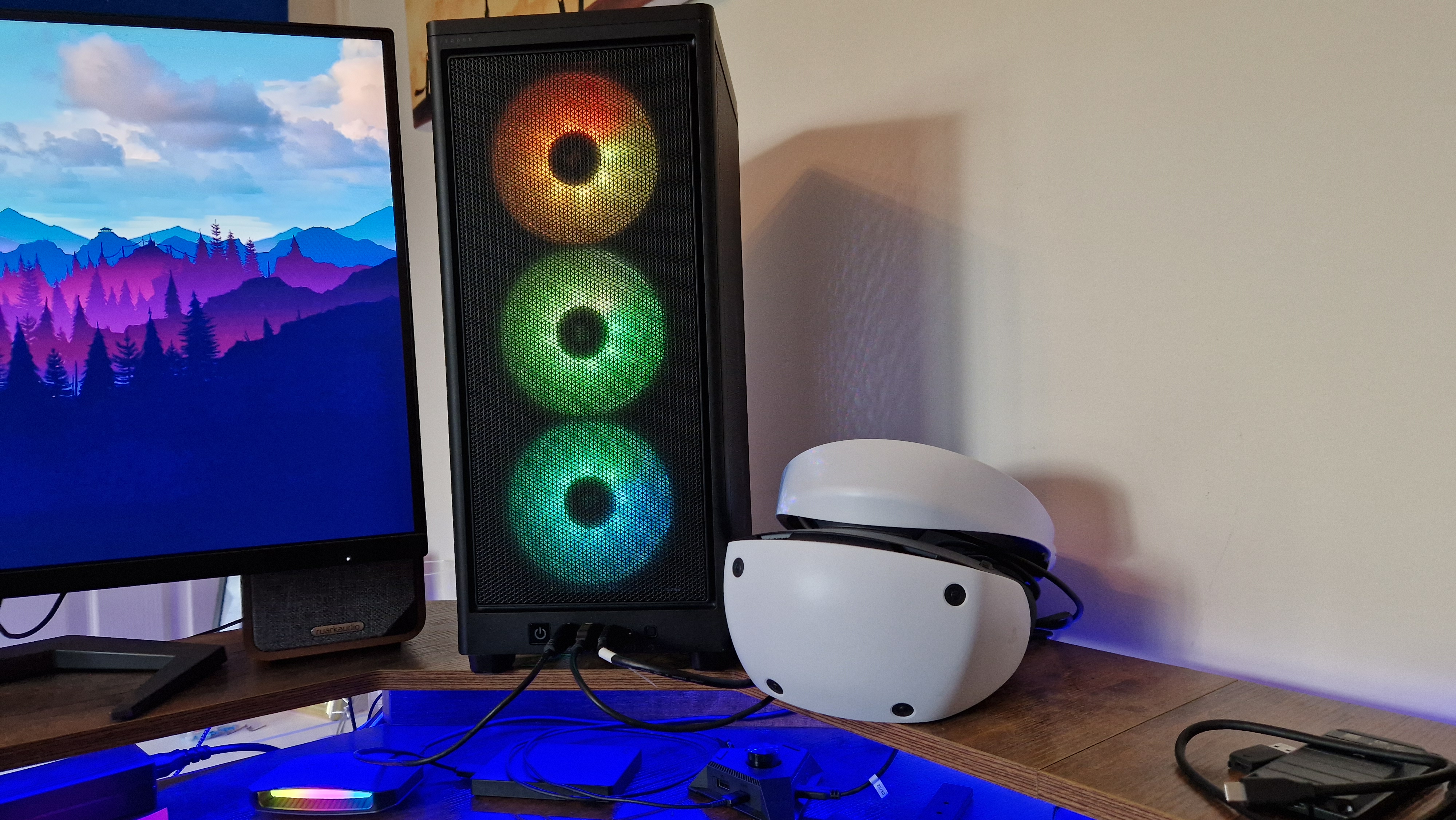 PSVR 2 next to a gaming PC