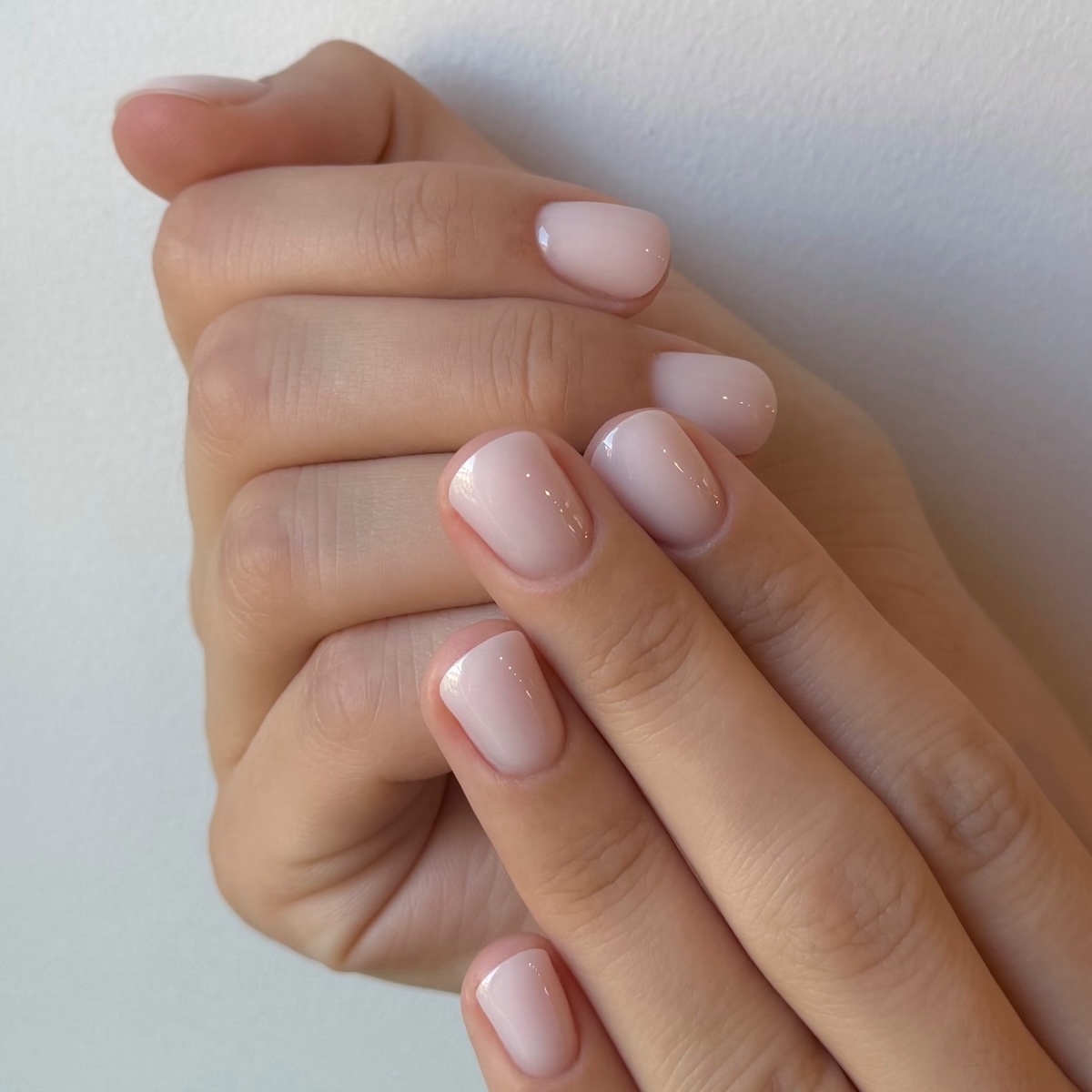 Milky, light pink nails