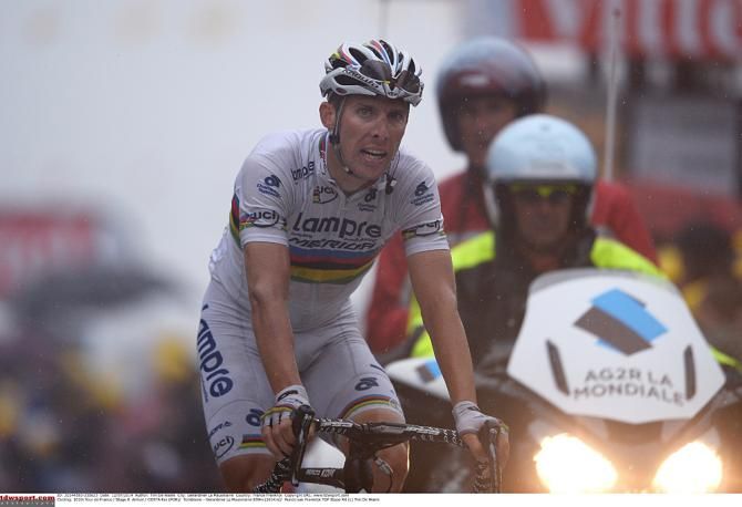 World champion Rui Costa (Lampre-Merida) struggled with a mechanical on course today