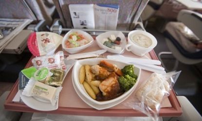 In-flight dining less than appetizing? Blame the noise, not the food.