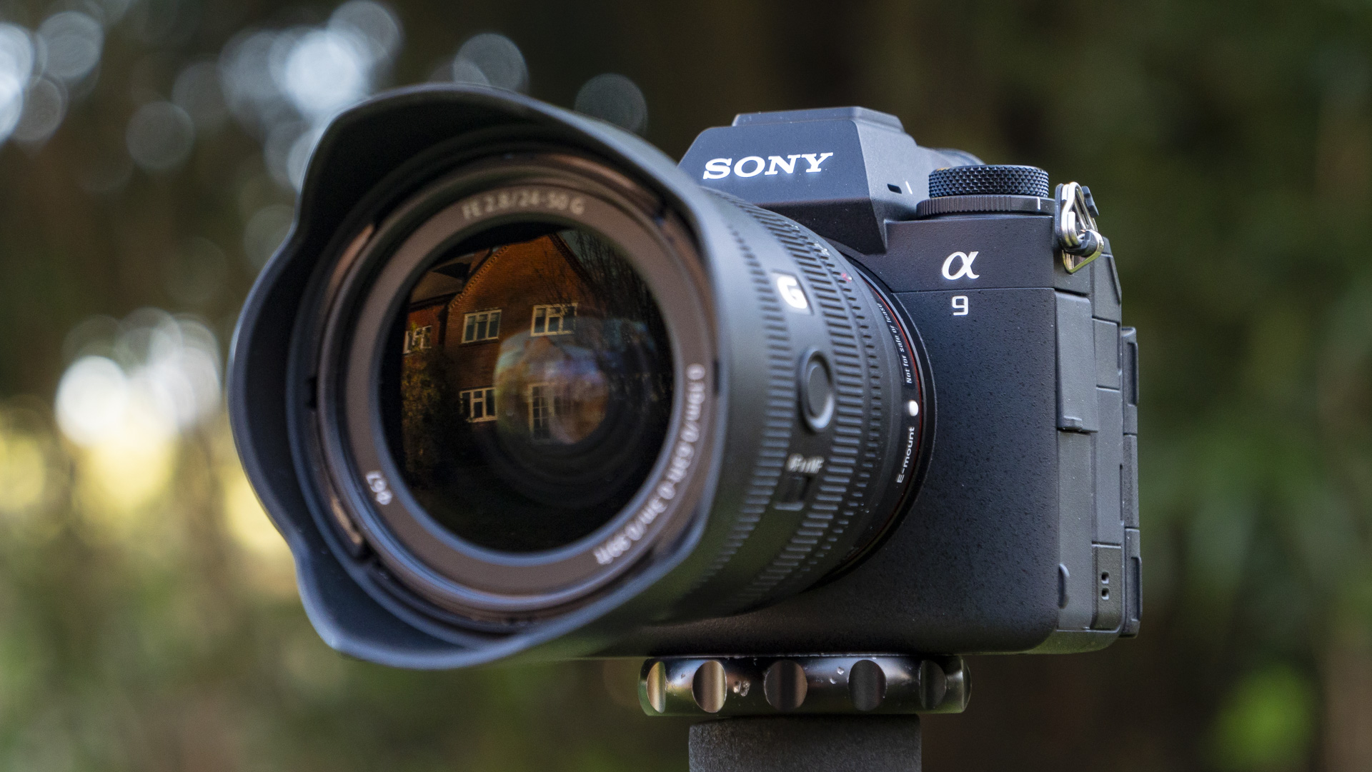 Sony A9 III camera outside with 24-50mm lens attached