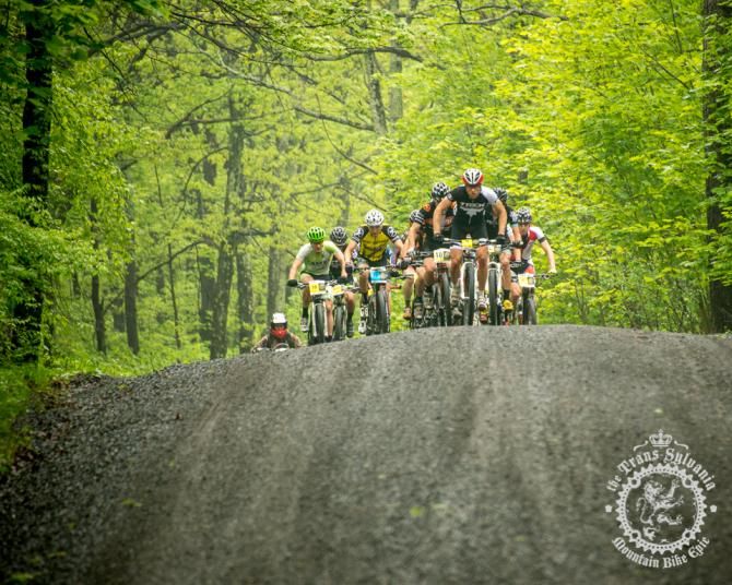 Peter Glassford makes a hard effort at the front of the breakaway.