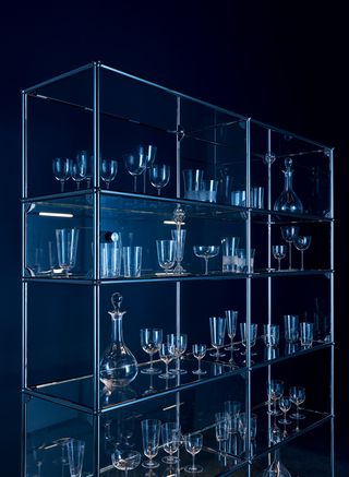 Glass shelving show casing glass kitchenware