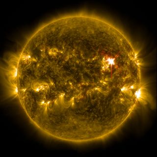 NASA's powerful Solar Dynamics Observatory captured this stunning full-disk view of the huge X1 solar flare of March 29, 2014.