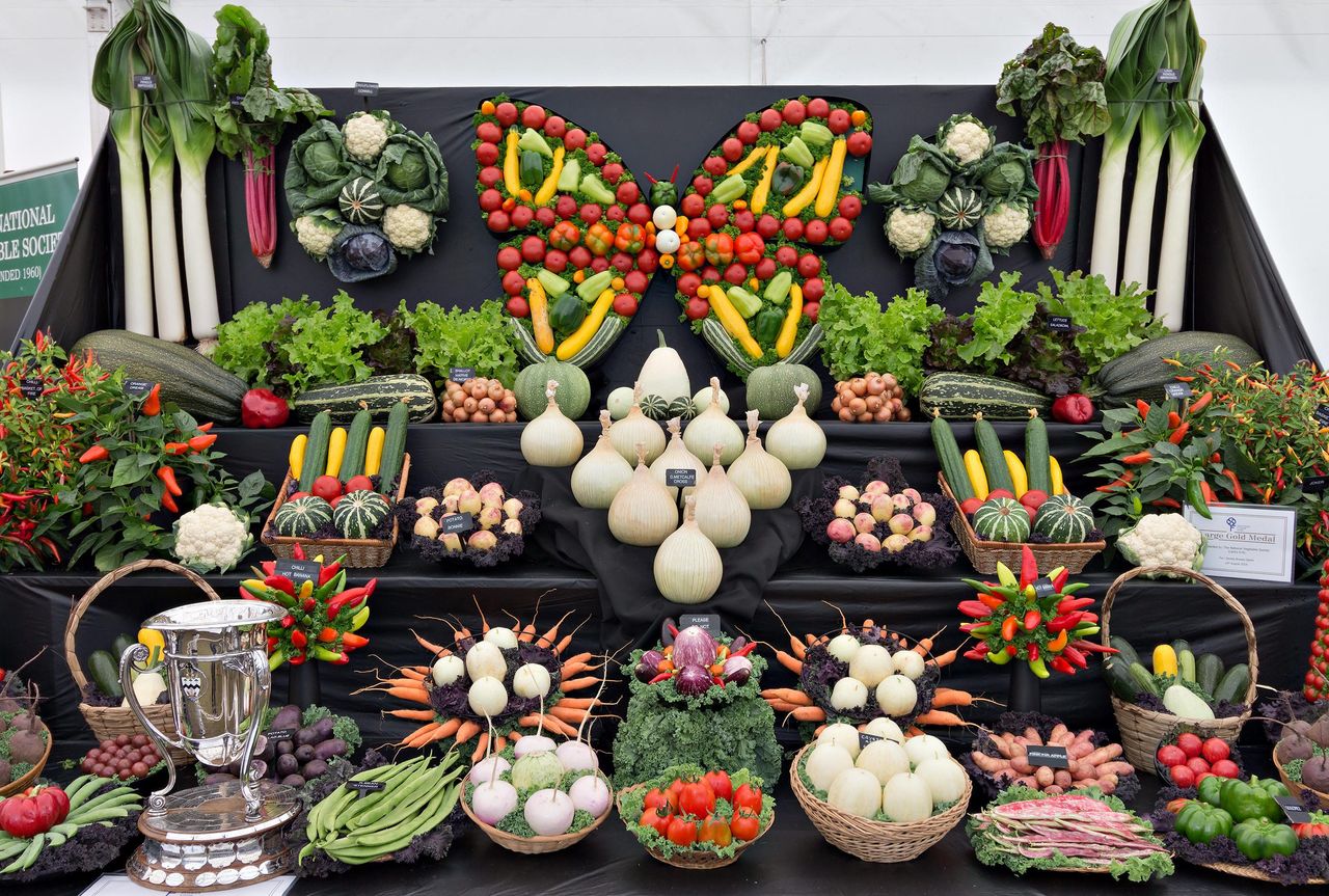 Prize winning display of vegetables at the 2018 Southport Flower Show.