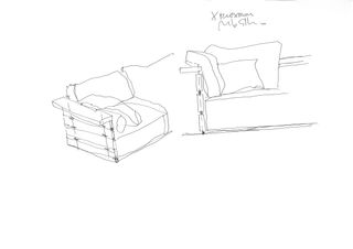 Sketch of Ontario sofa by Antonio Citterio for Flexform