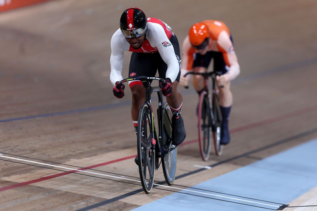 Trinidad and Tobago&#039;s Nicholas Paul in action against the Netherland&#039;s Jeffrey Hoogland