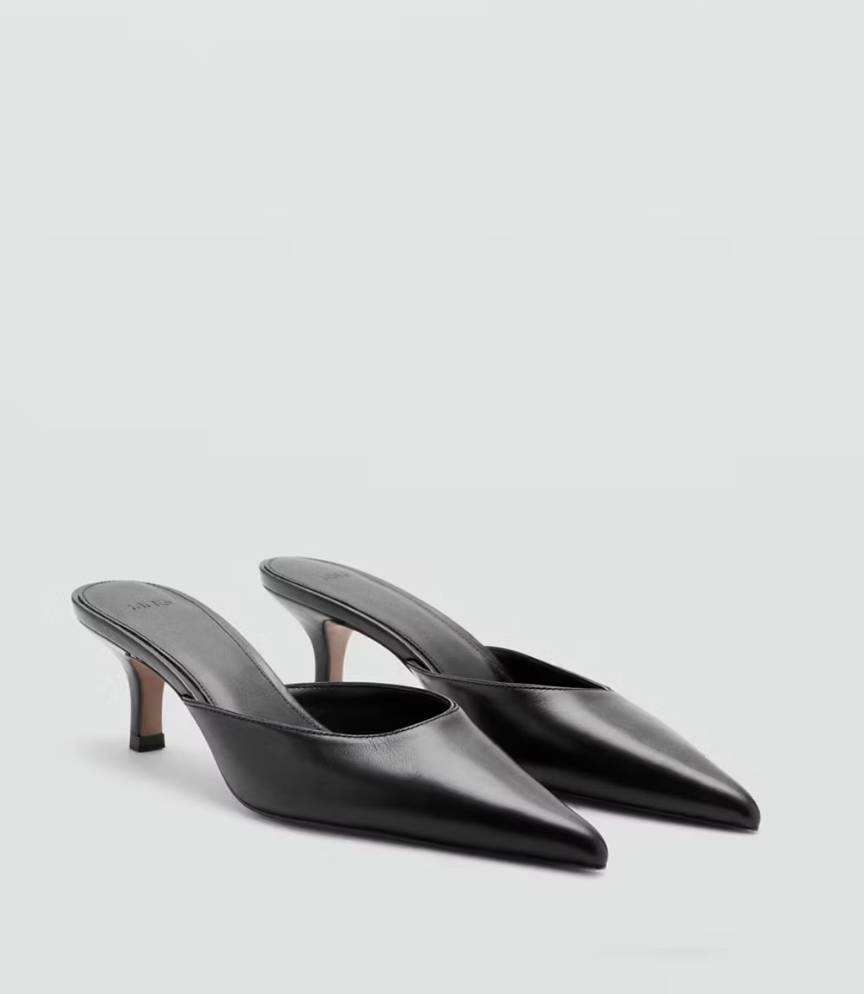 MANGO, Pointed-Toe Leather Heeled Shoes